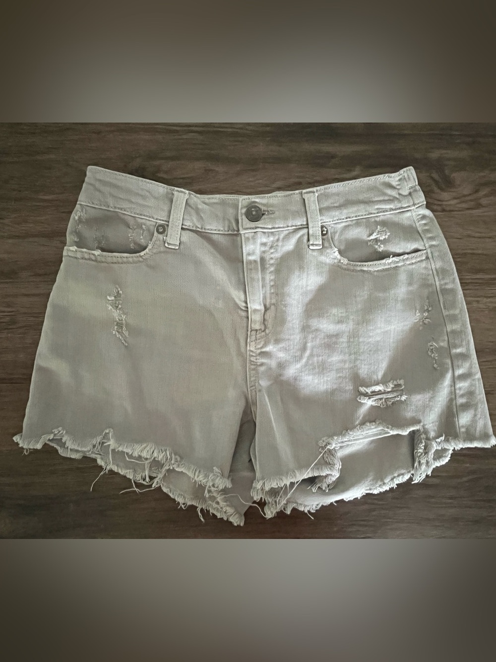 Aerie daydream distressed gray denim shorts